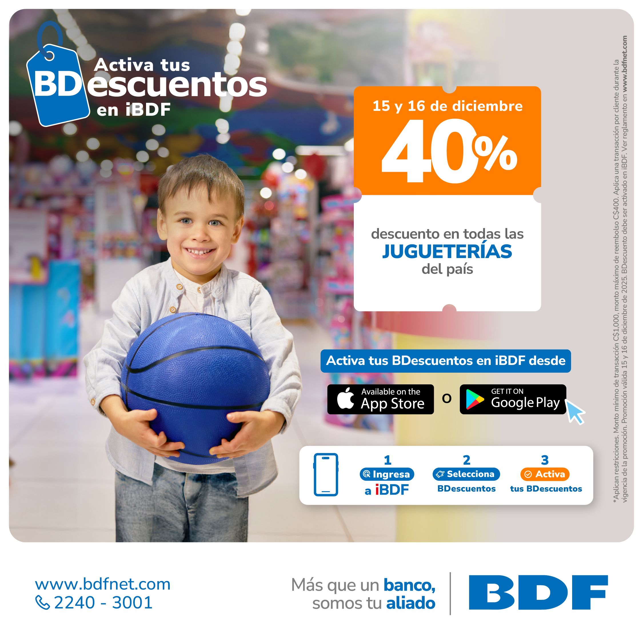 Beneficios exclusivos Tarjetas de Crédito BDF - 40% de descuento en jugueterías