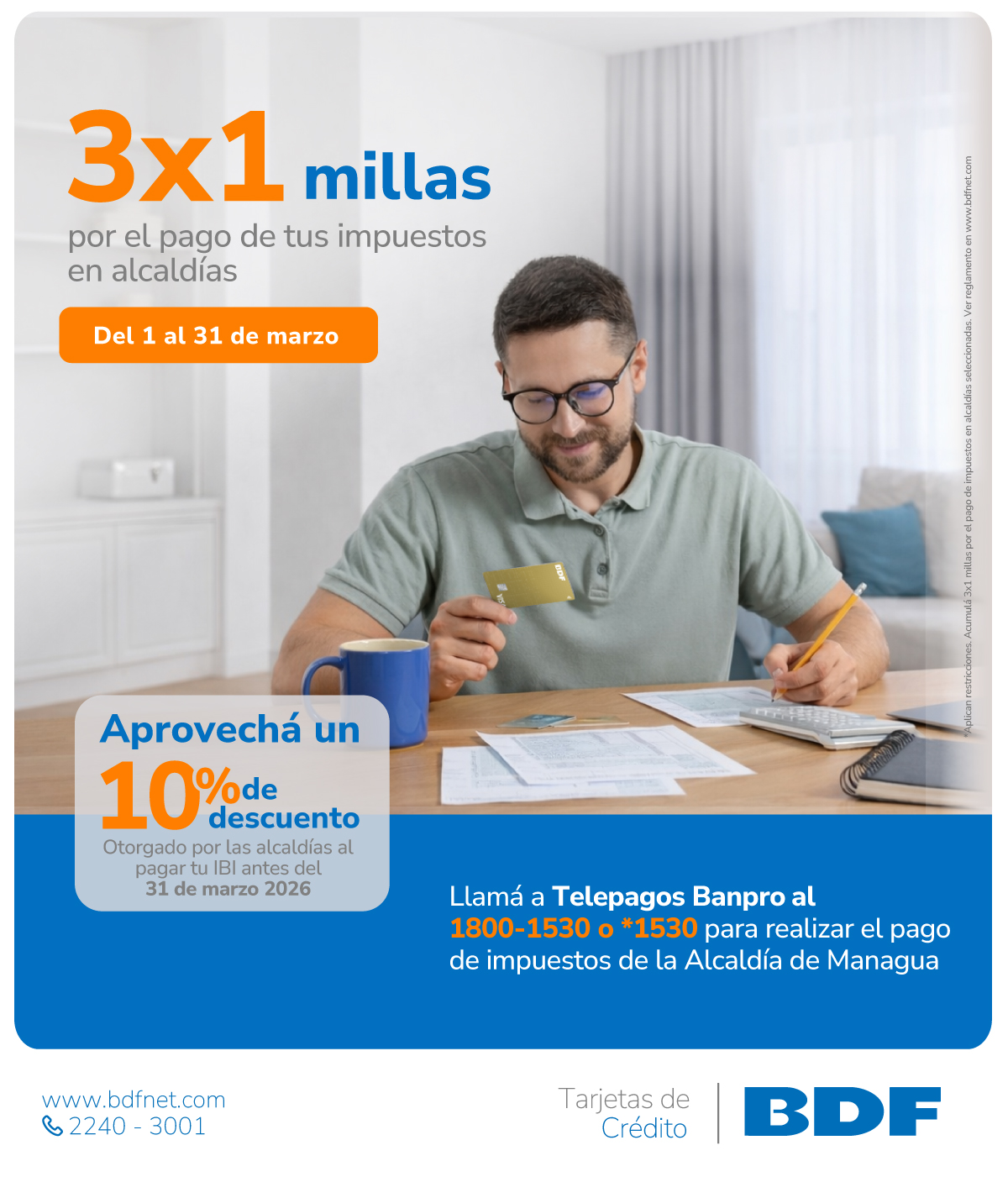 Beneficios exclusivos Tarjetas de Crédito BDF - 3x1 millas por el pago de tus impuestos en alcaldías
